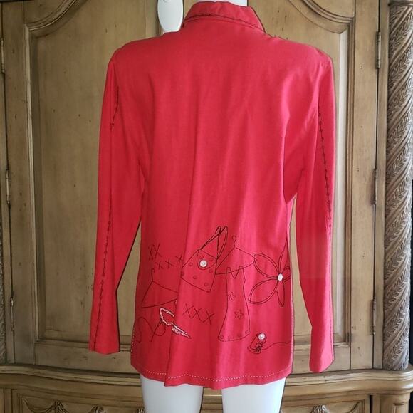 Vintage Ali Miles Stitched Embroidered Fashion Scene Long Sleeve Button Down - Picture 2 of 12